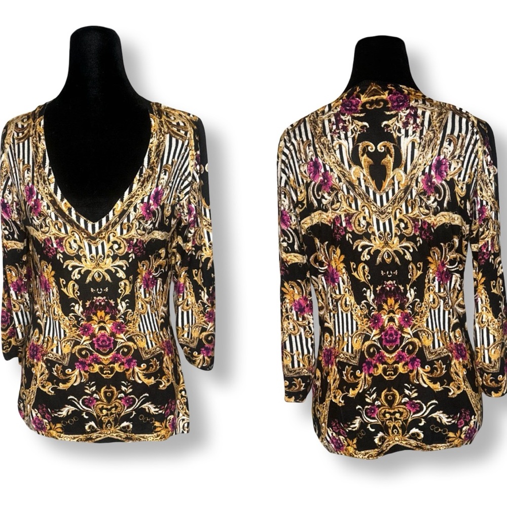 Boston Proper Black and White Graphic Blouse